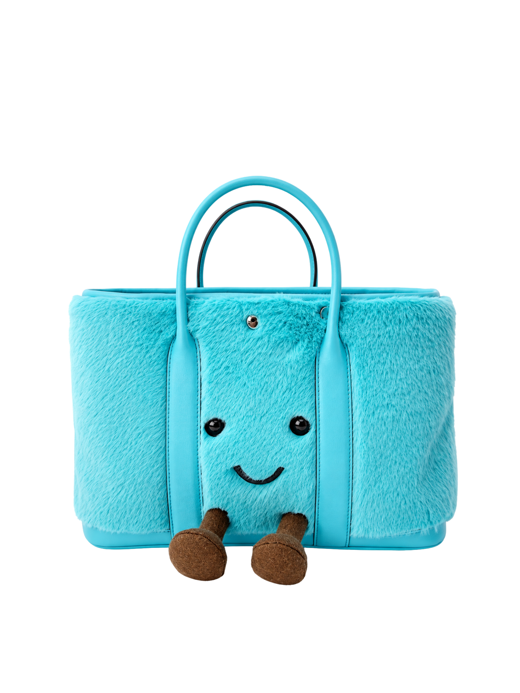Jellykin Faux Fur Leather Trim Tote Bag