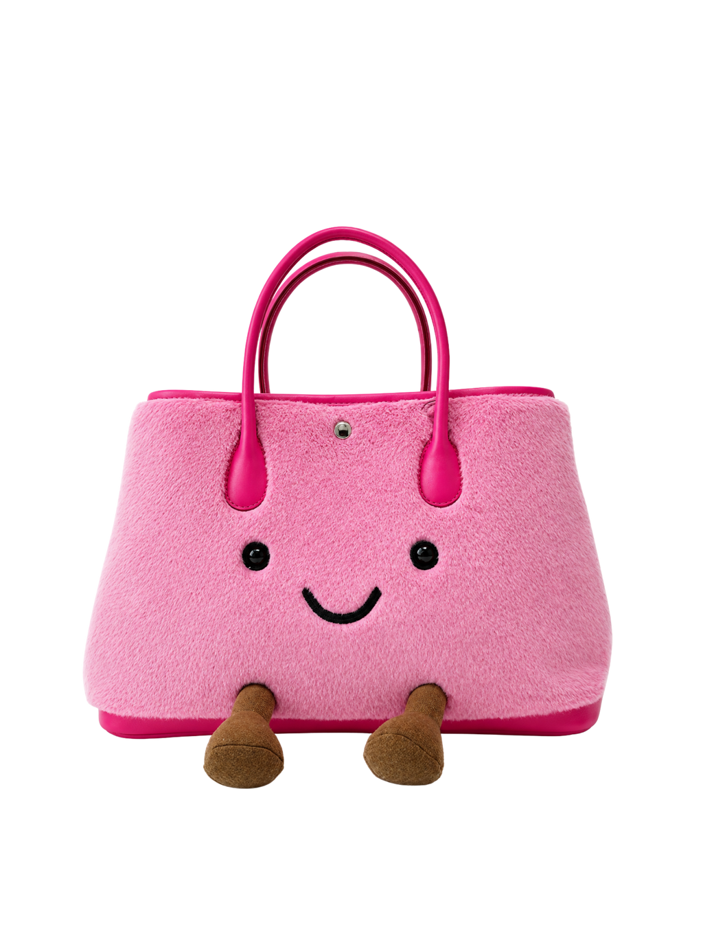 Jellykin Faux Fur Leather Trim Tote Bag