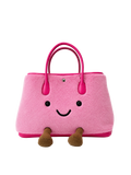 Jellykin Faux Fur Leather Trim Tote Bag