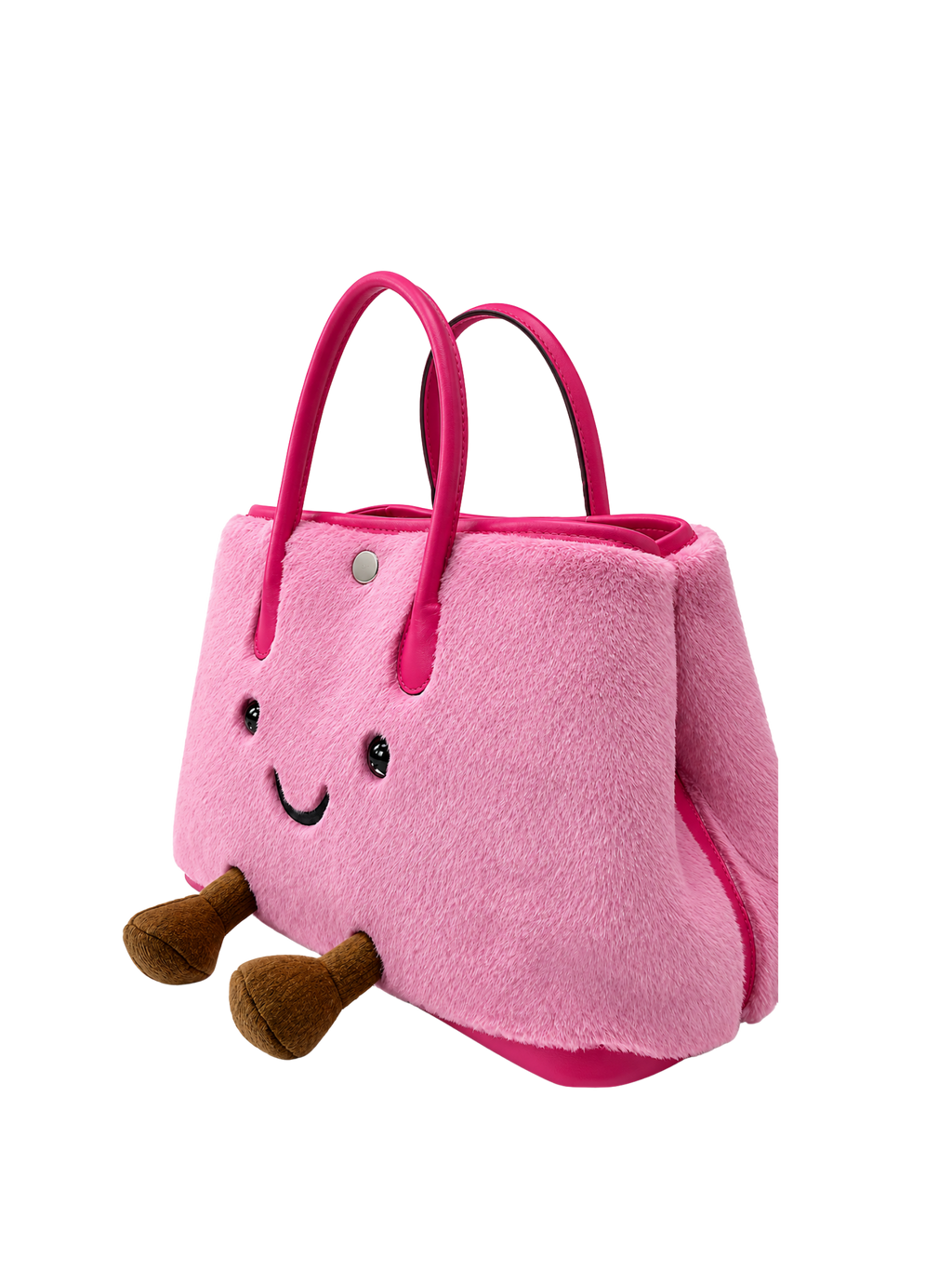 Jellykin Faux Fur Leather Trim Tote Bag