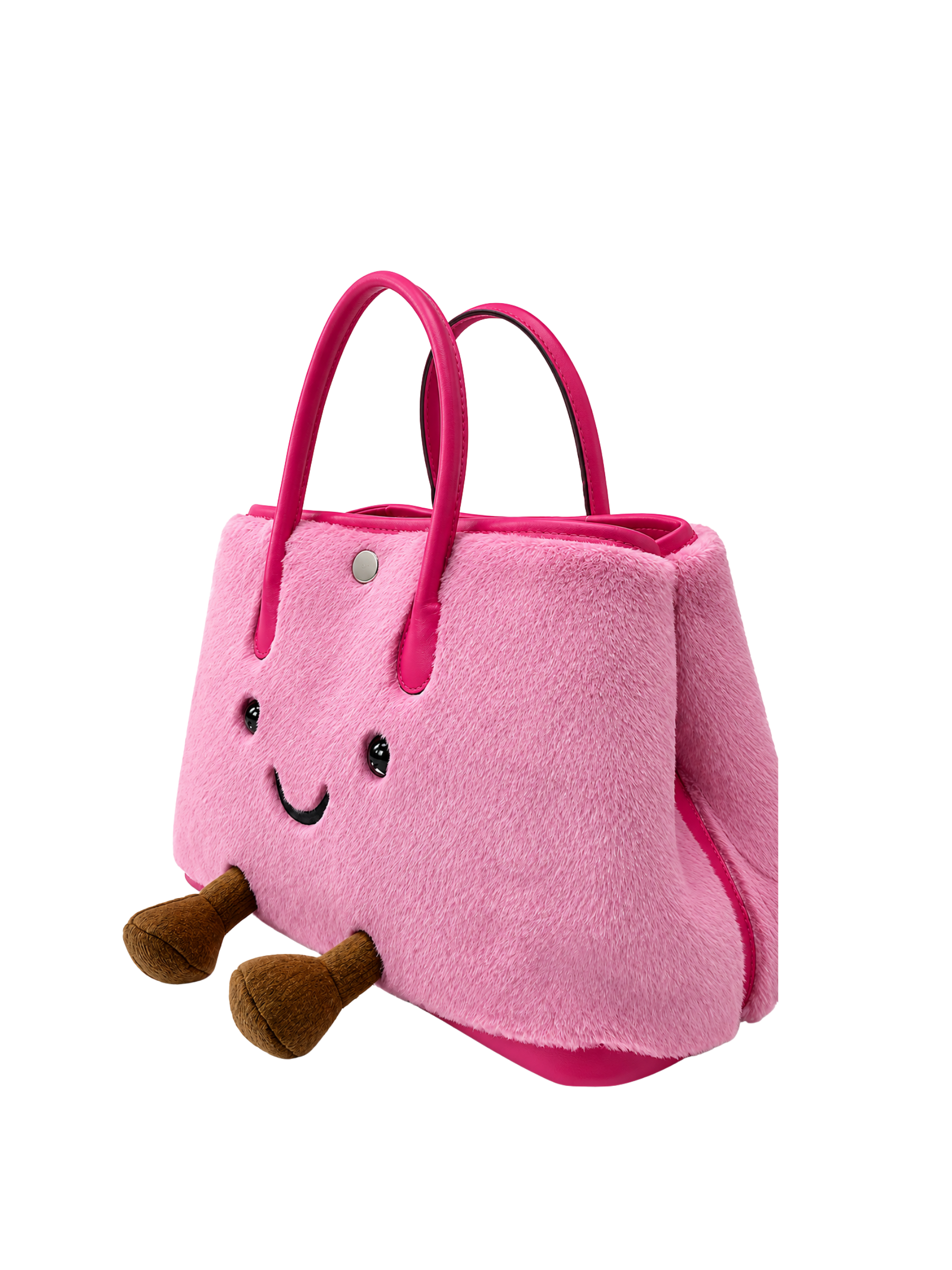 Jellykin Faux Fur Leather Trim Tote Bag