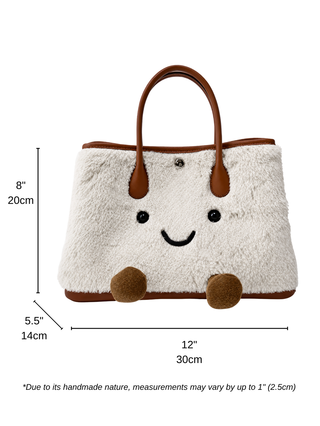 Jellykin Faux Fur Leather Trim Tote Bag