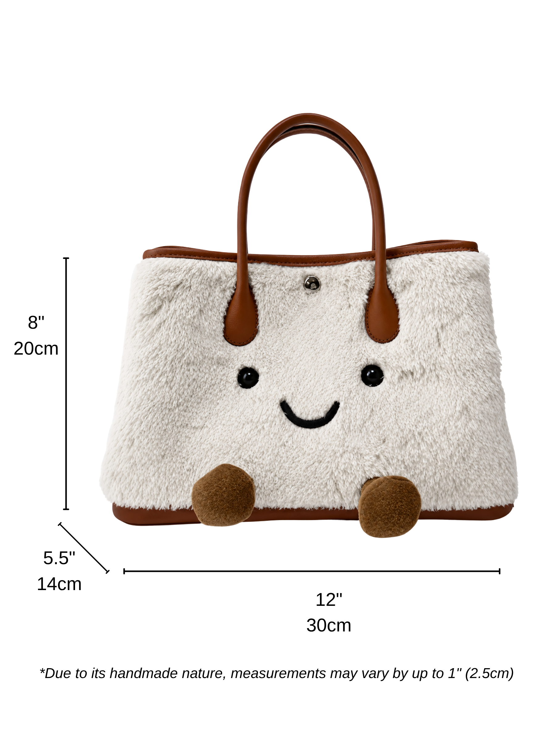 Jellykin Faux Fur Leather Trim Tote Bag