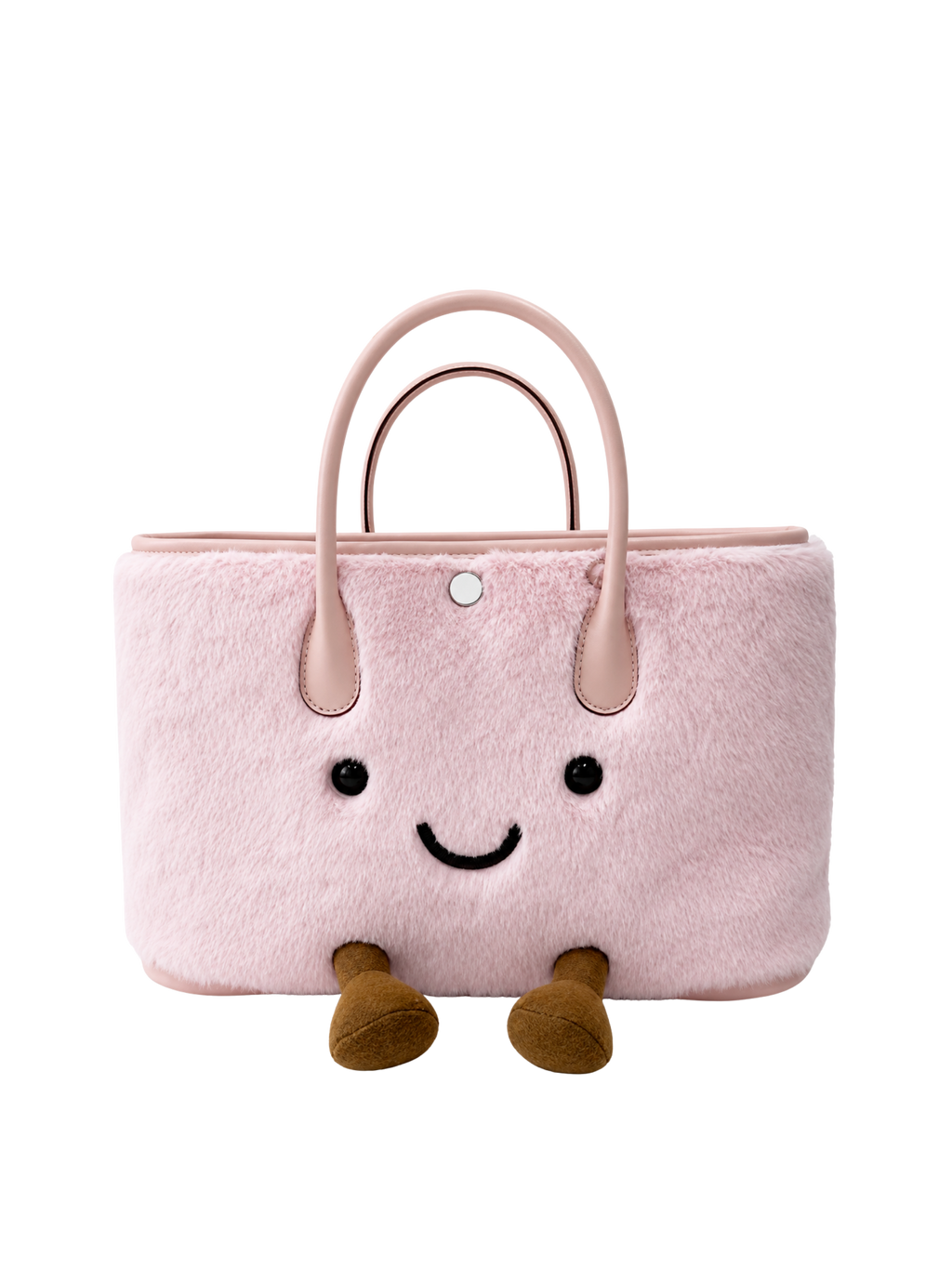 Jellykin Faux Fur Leather Trim Tote Bag