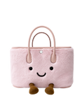 Jellykin Faux Fur Leather Trim Tote Bag