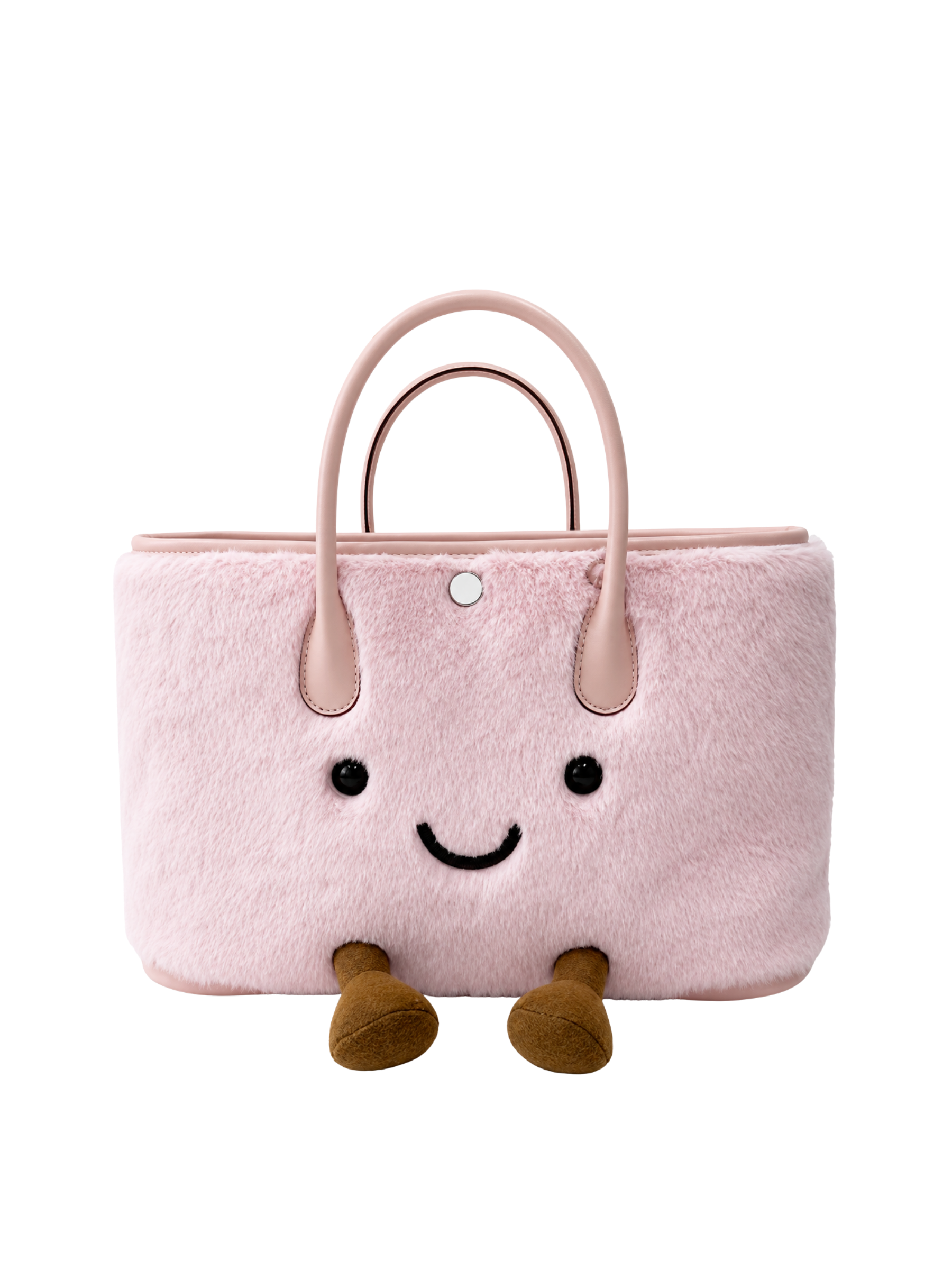 Jellykin Faux Fur Leather Trim Tote Bag