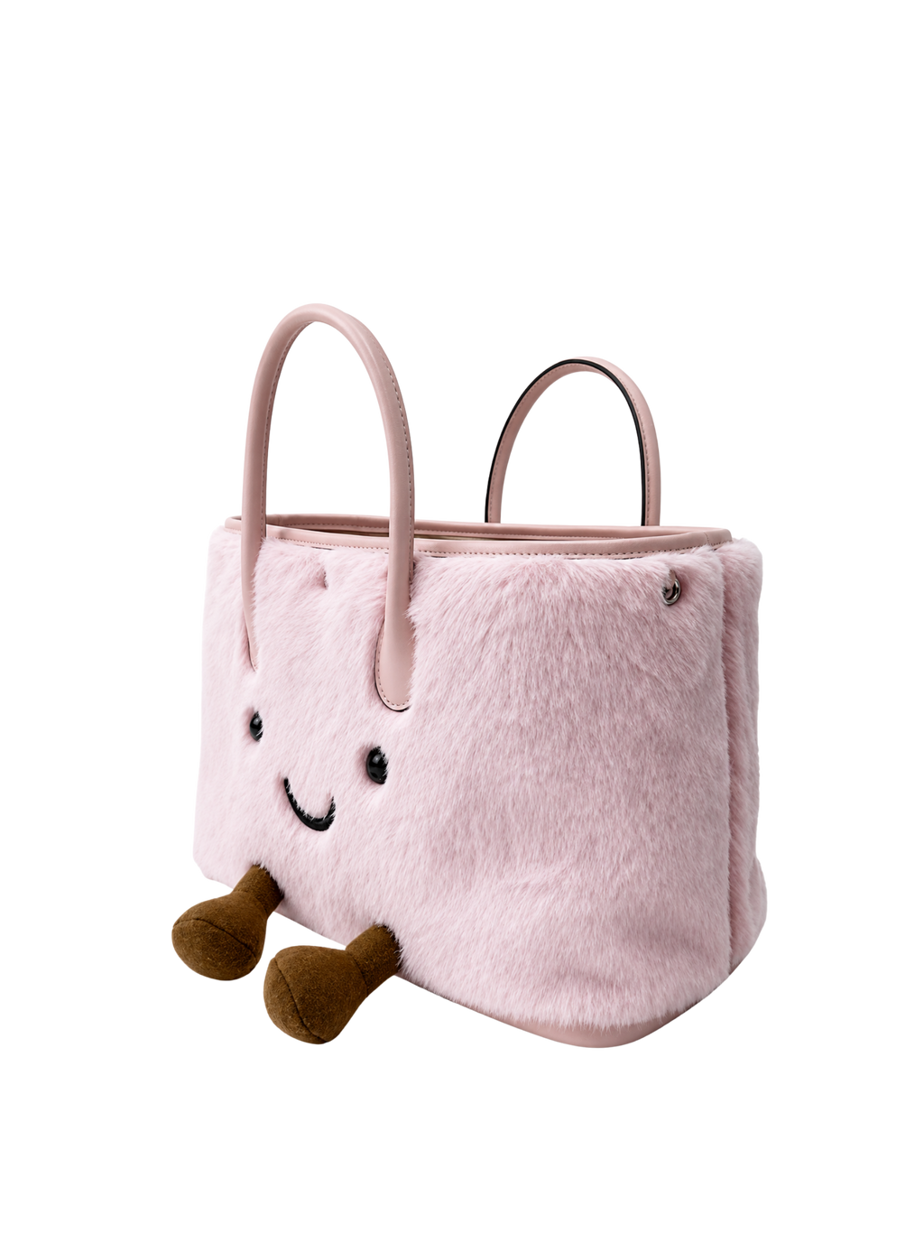 Jellykin Faux Fur Leather Trim Tote Bag