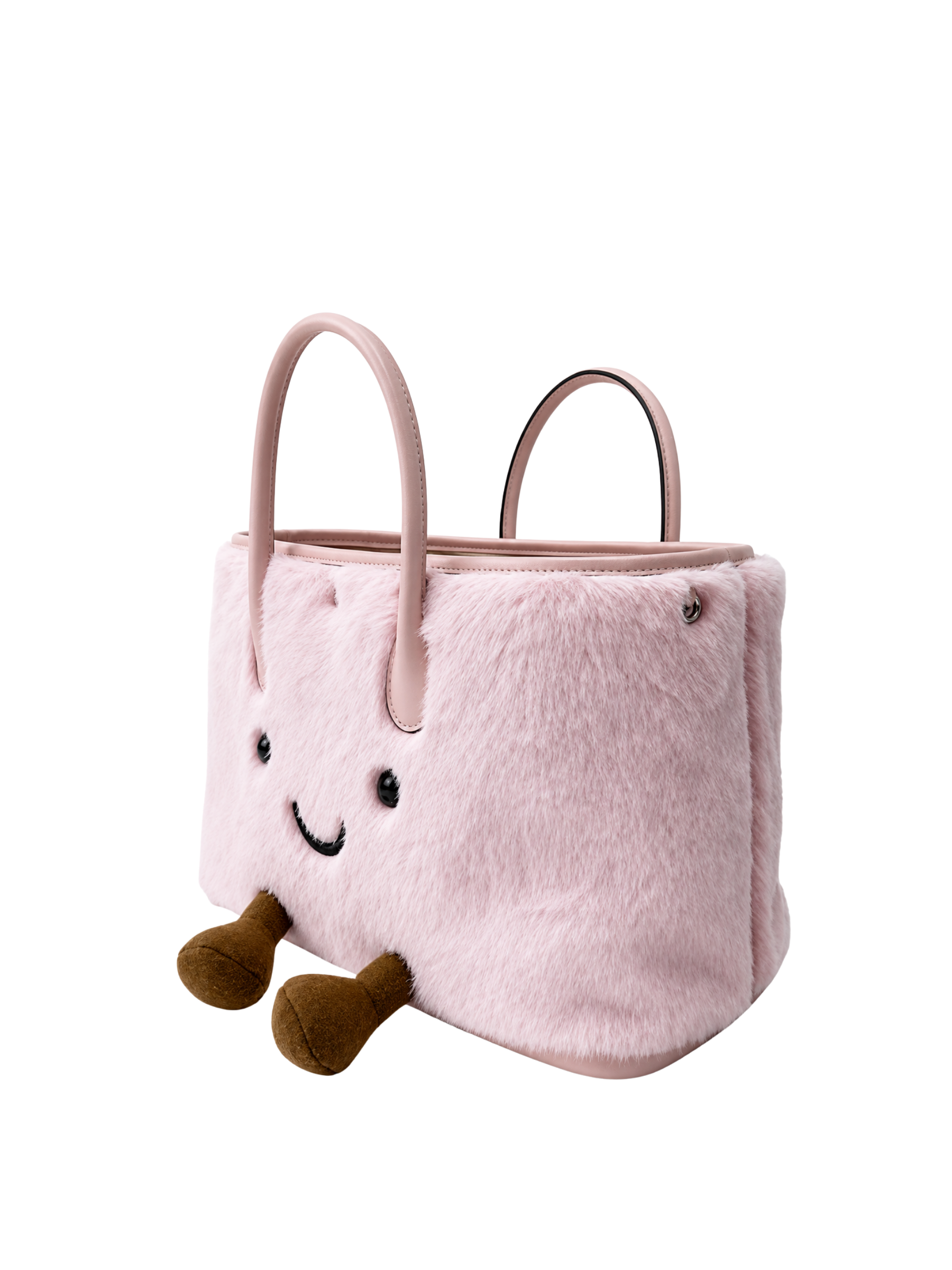 Jellykin Faux Fur Leather Trim Tote Bag