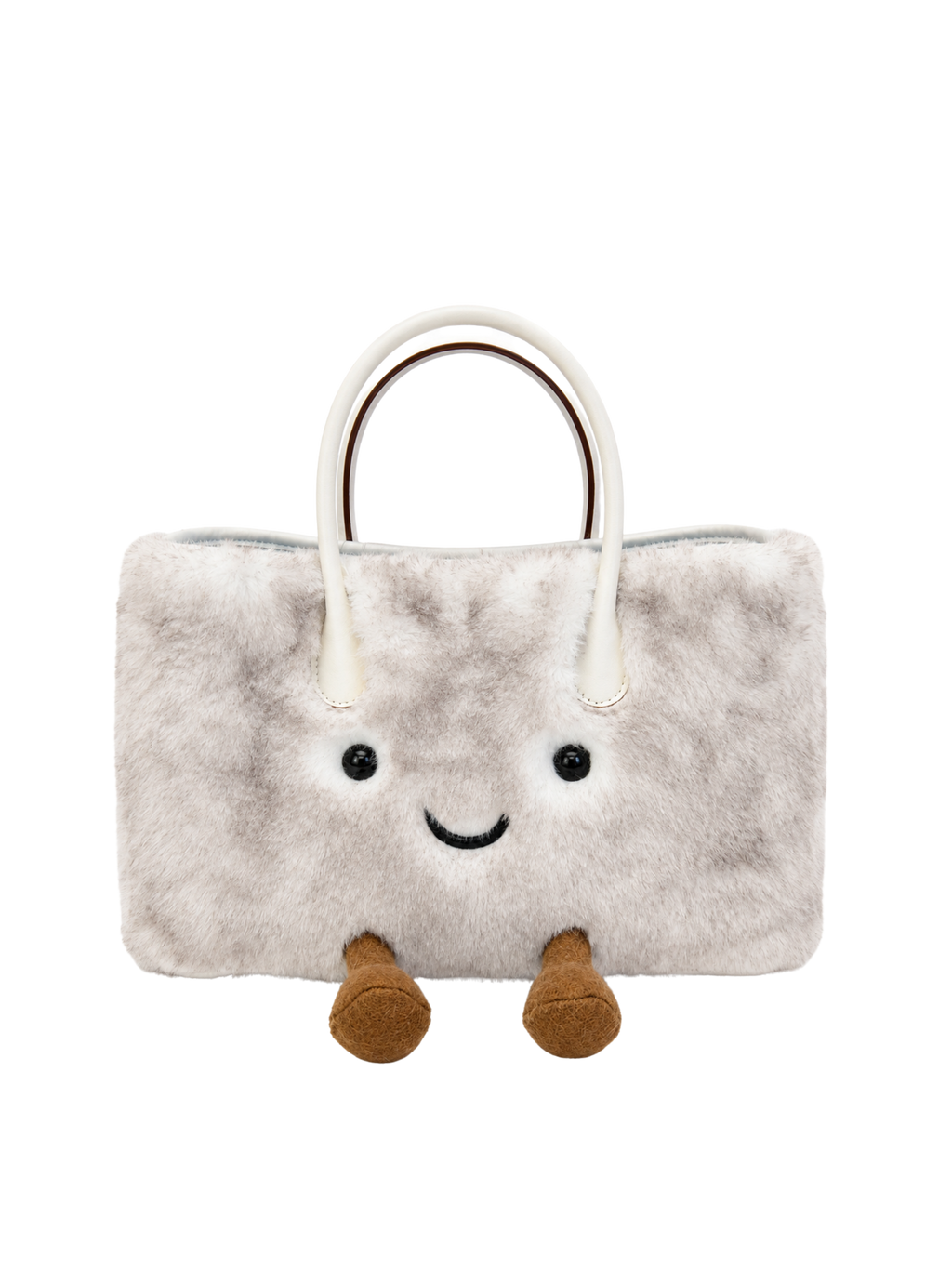 Jellykin Faux Fur Leather Trim Tote Bag