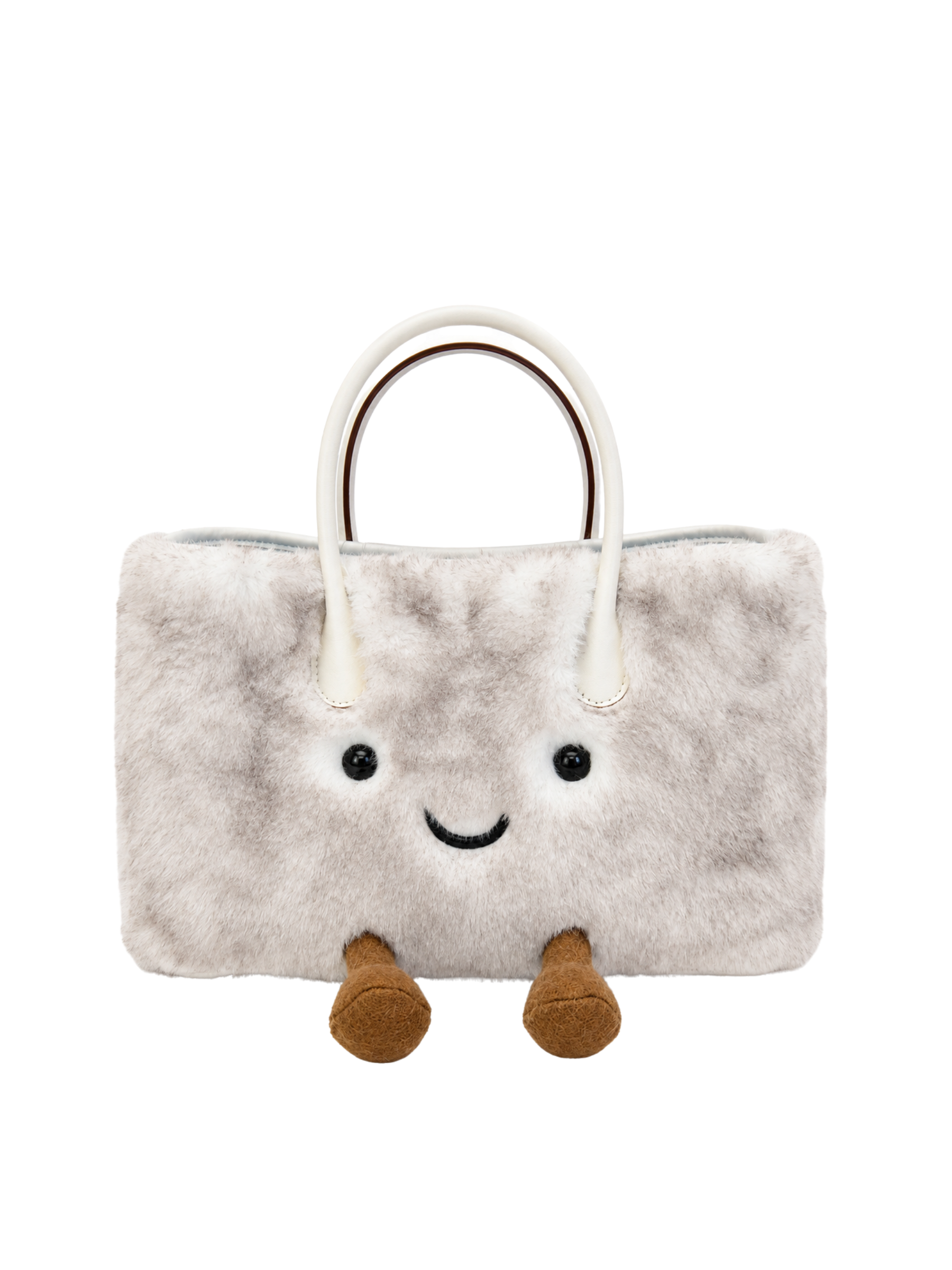 Jellykin Faux Fur Leather Trim Tote Bag