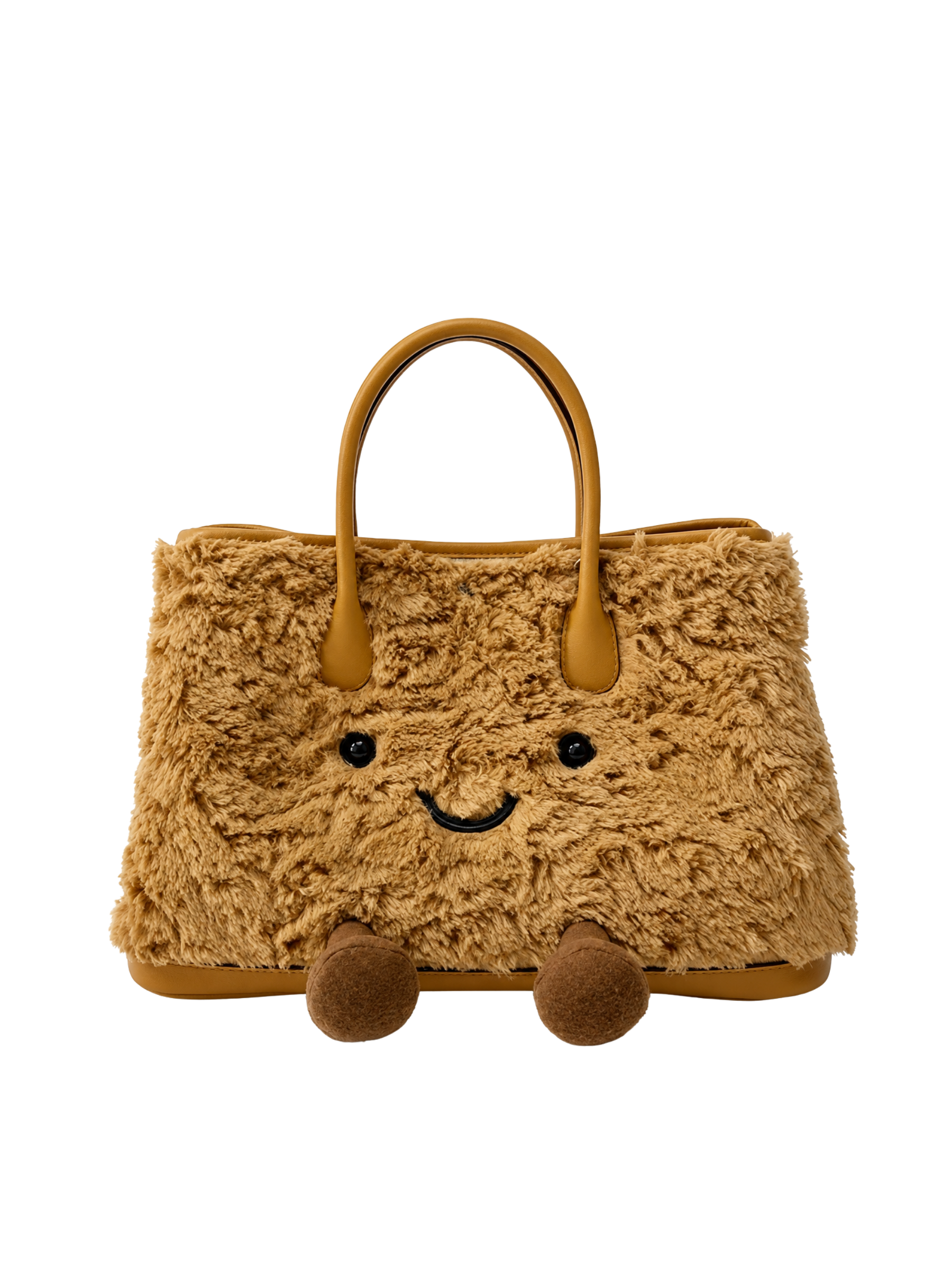 Jellykin Faux Fur Leather Trim Tote Bag