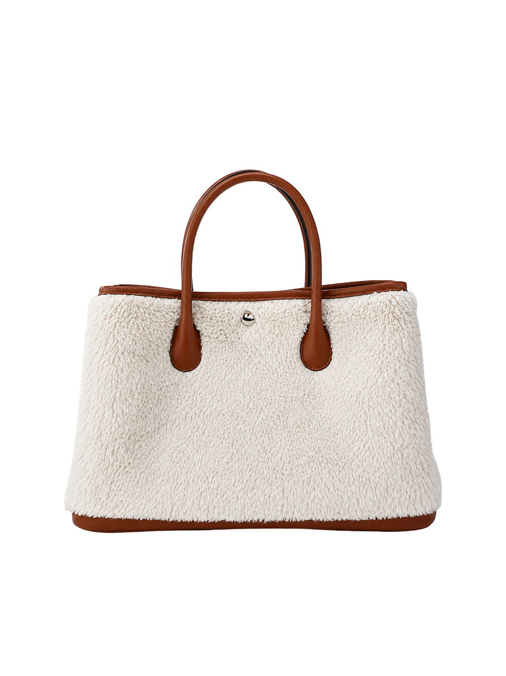 Jellykin Faux Fur Leather Trim Tote Bag