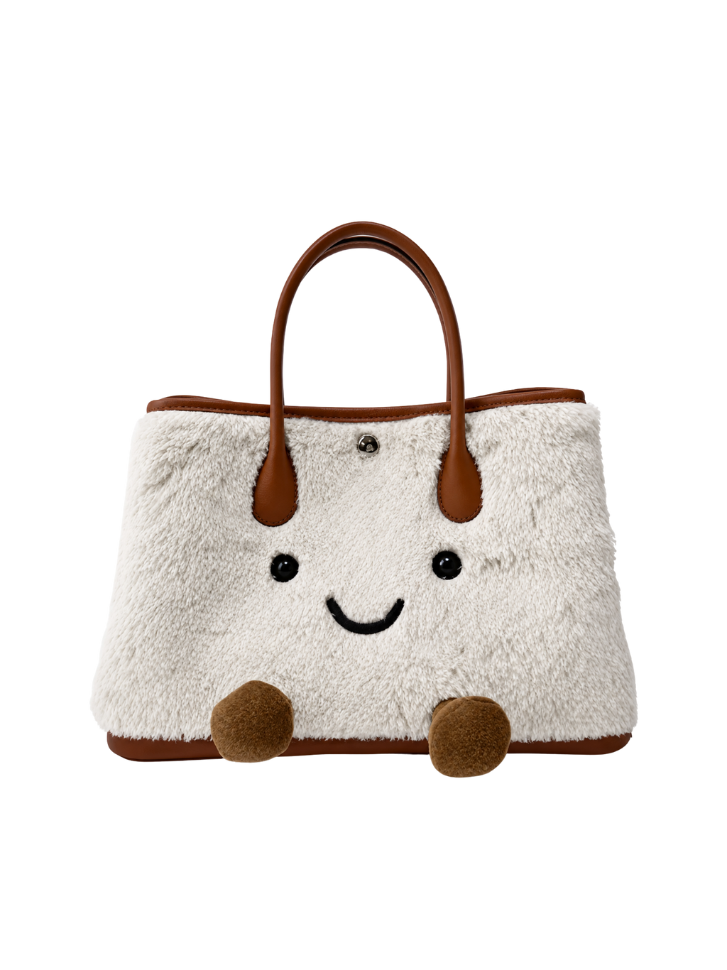 Jellykin Faux Fur Leather Trim Tote Bag