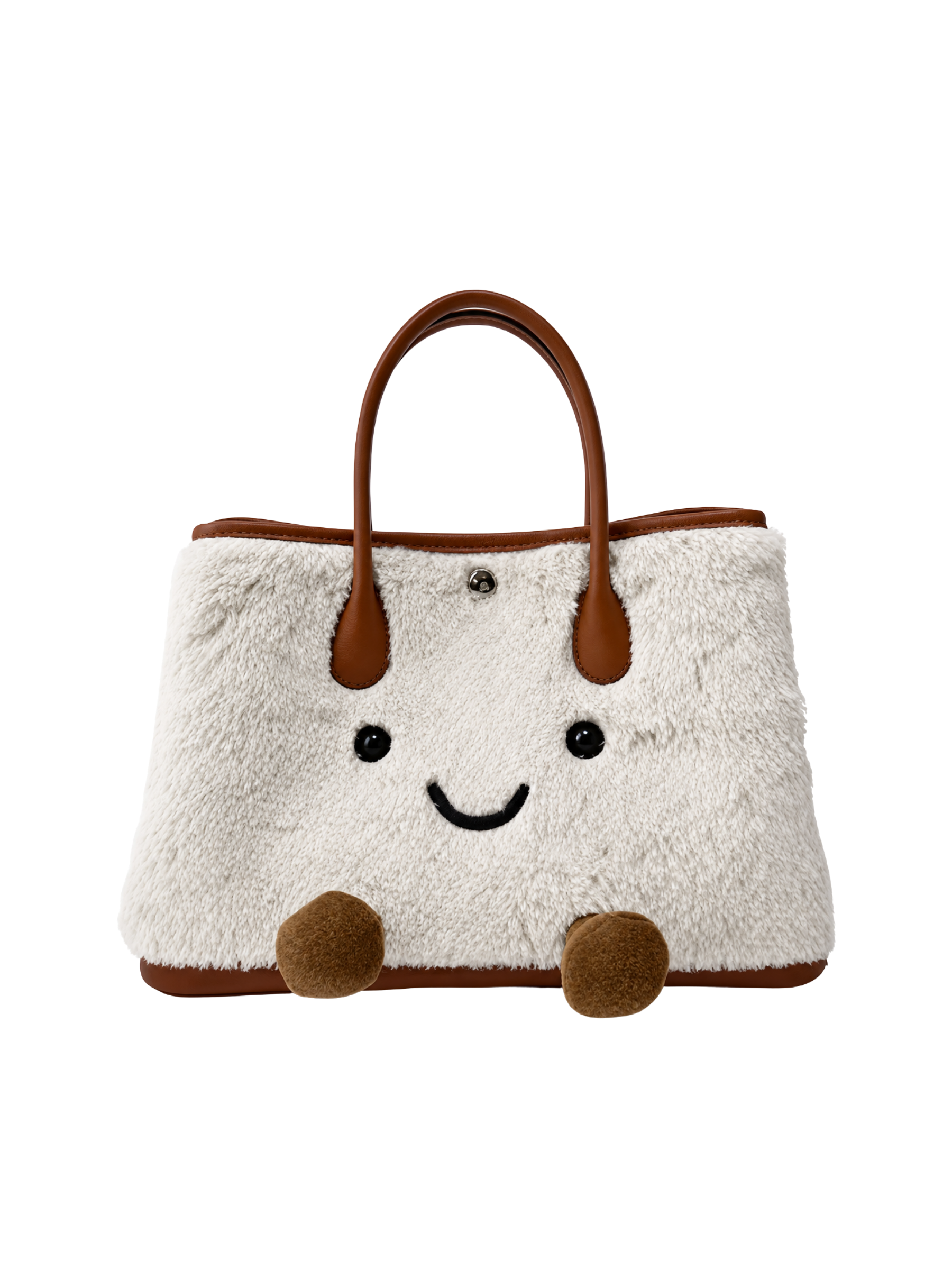 Jellykin Faux Fur Leather Trim Tote Bag