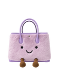 Jellykin Faux Fur Leather Trim Tote Bag