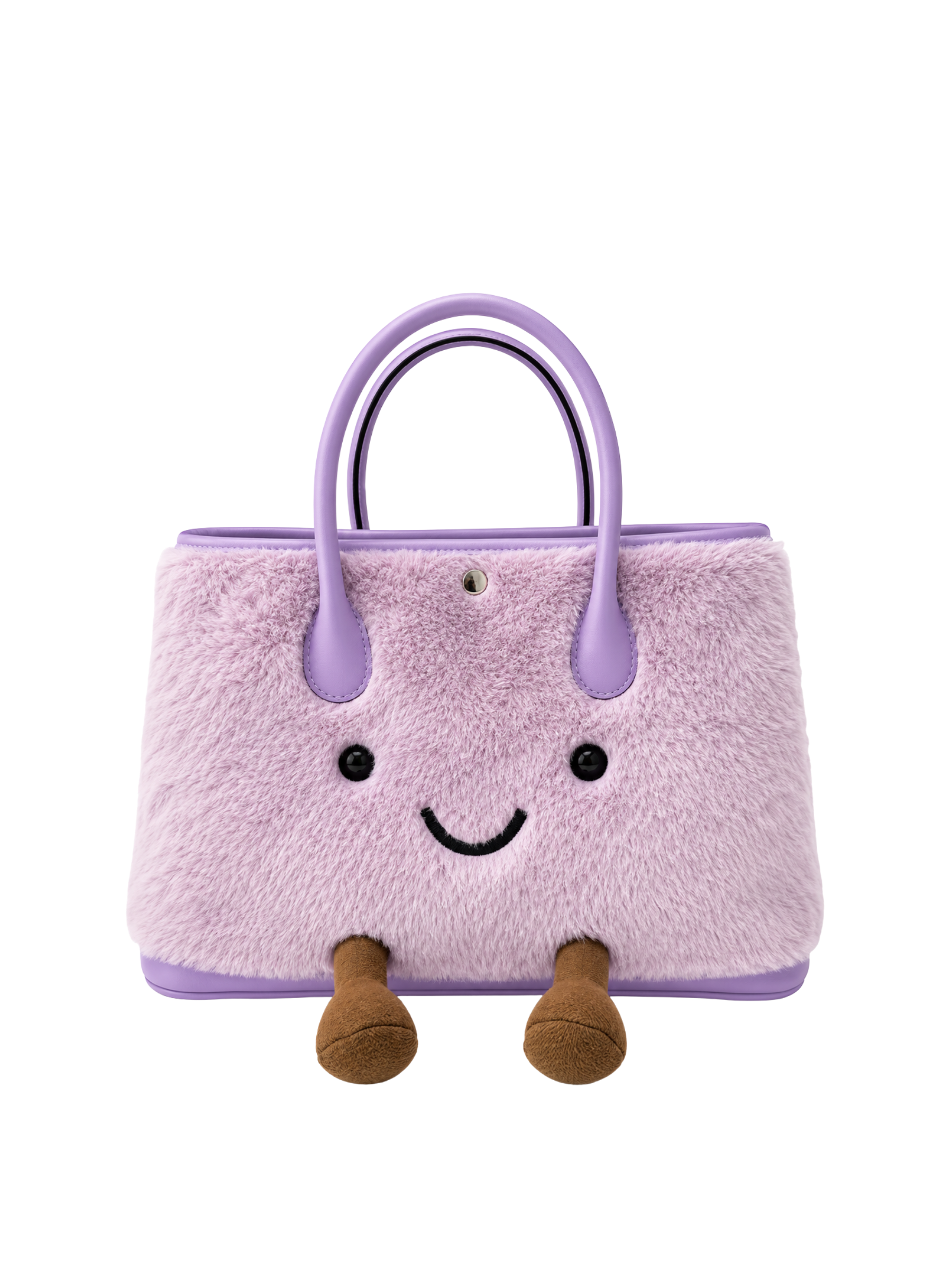 Jellykin Faux Fur Leather Trim Tote Bag