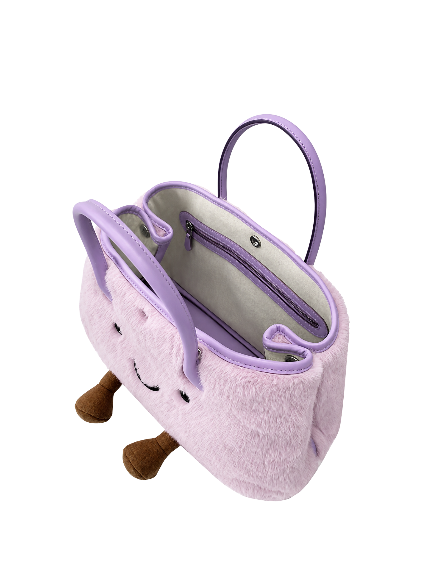 Jellykin Faux Fur Leather Trim Tote Bag
