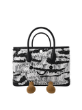 Jellykin Fringe Tweed Leather Trim Tote Bag