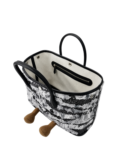 Jellykin Fringe Tweed Leather Trim Tote Bag