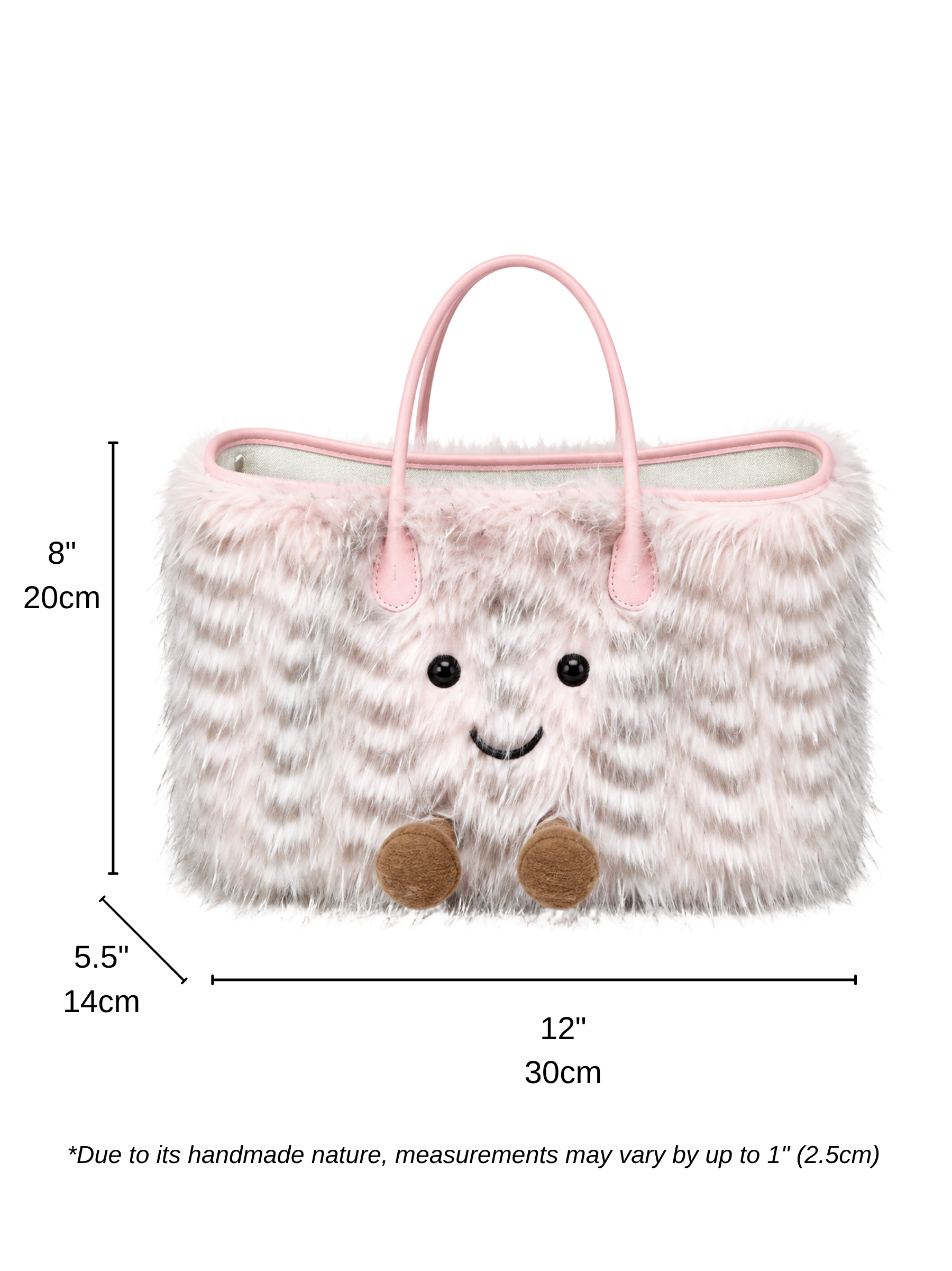 Jellykin Long Faux Fur Leather Trim Tote Bag