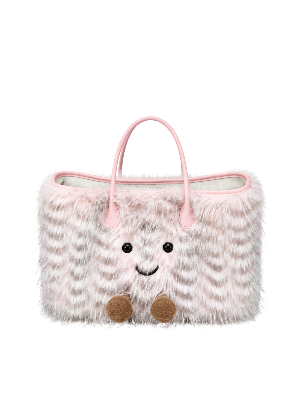 Jellykin Long Faux Fur Leather Trim Tote Bag