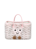 Jellykin Long Faux Fur Leather Trim Tote Bag