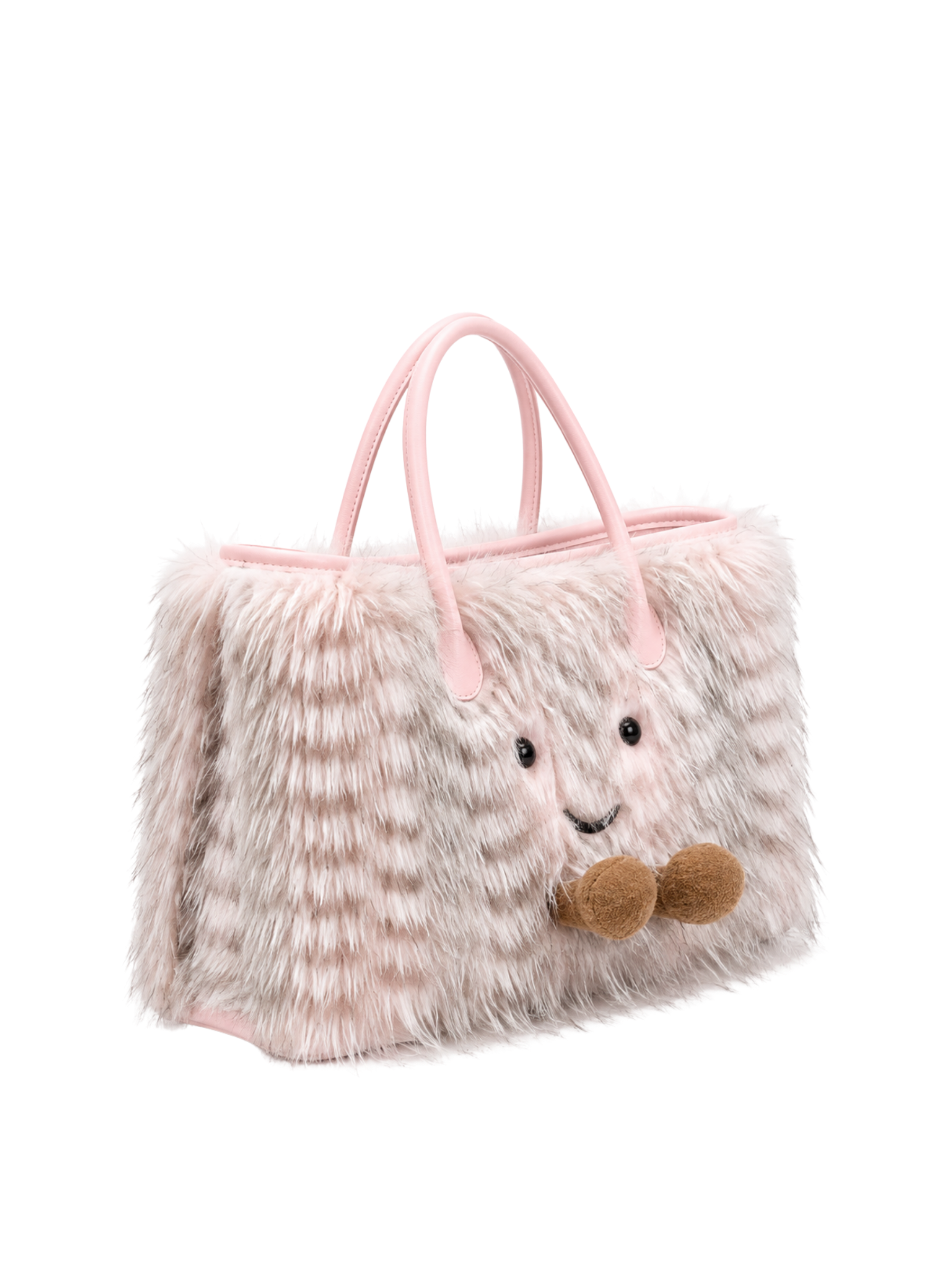 Jellykin Long Faux Fur Leather Trim Tote Bag