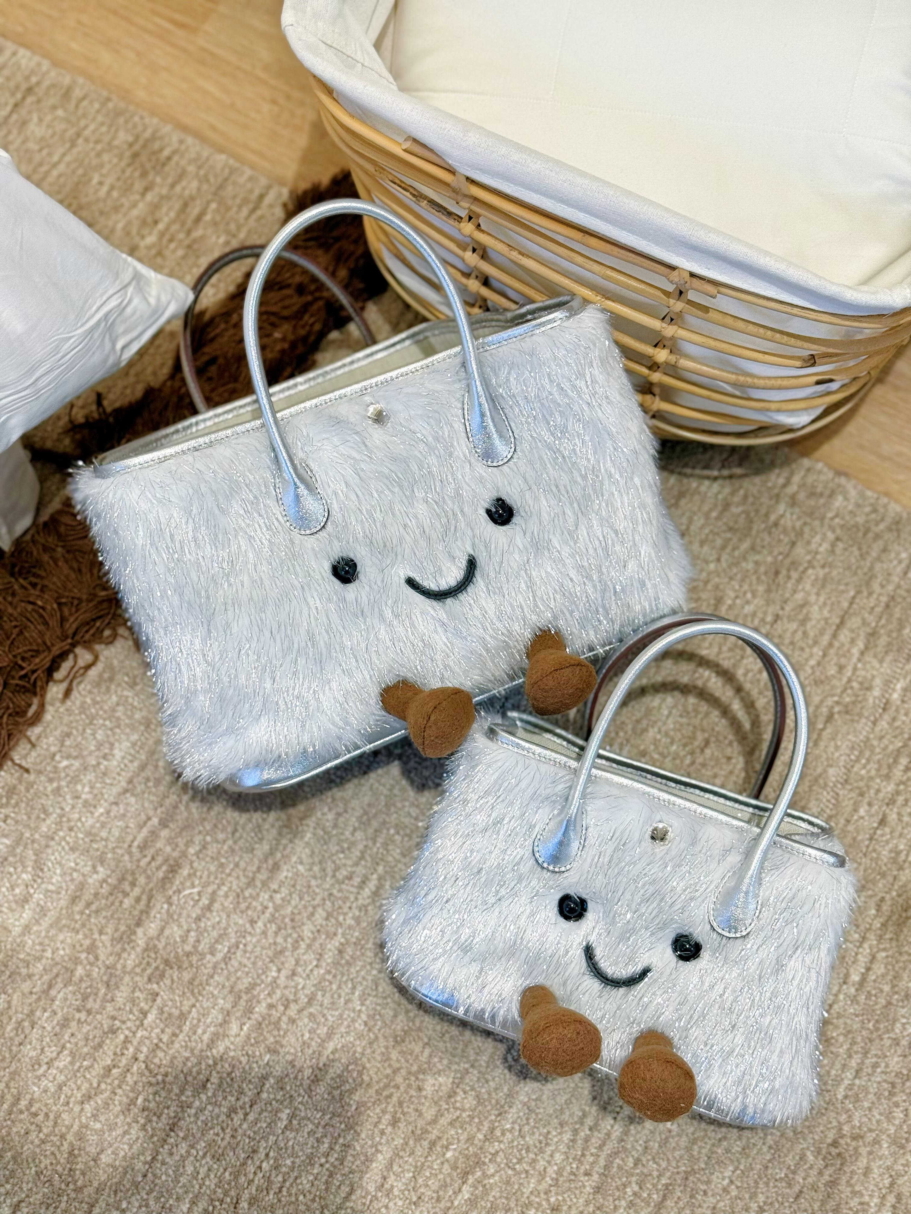 Jellykin Metallic Tinsel Leather Trim Tote Bag