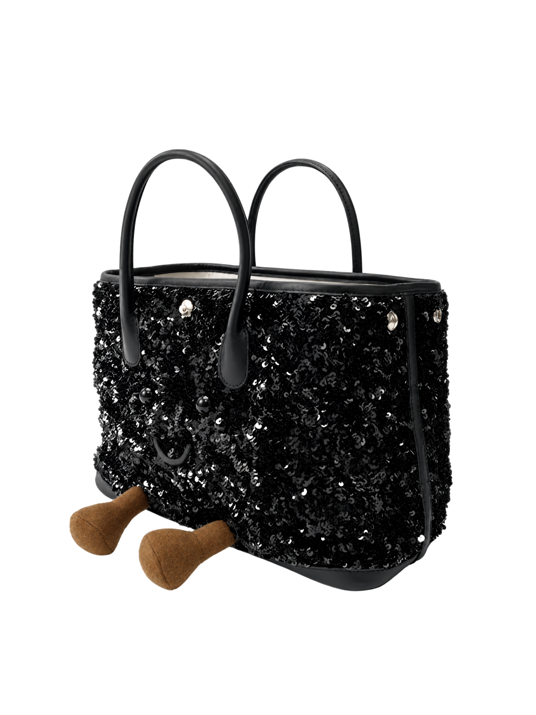 Jellykin Sequin Leather Trim Tote Bag