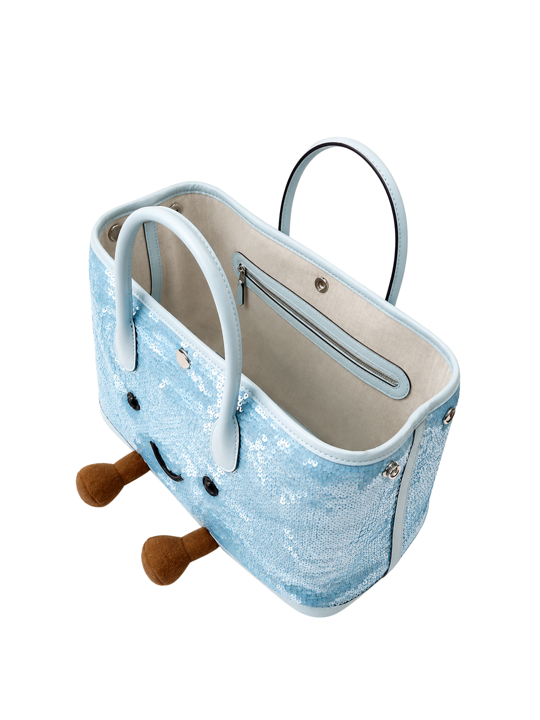 Jellykin Sequin Leather Trim Tote Bag