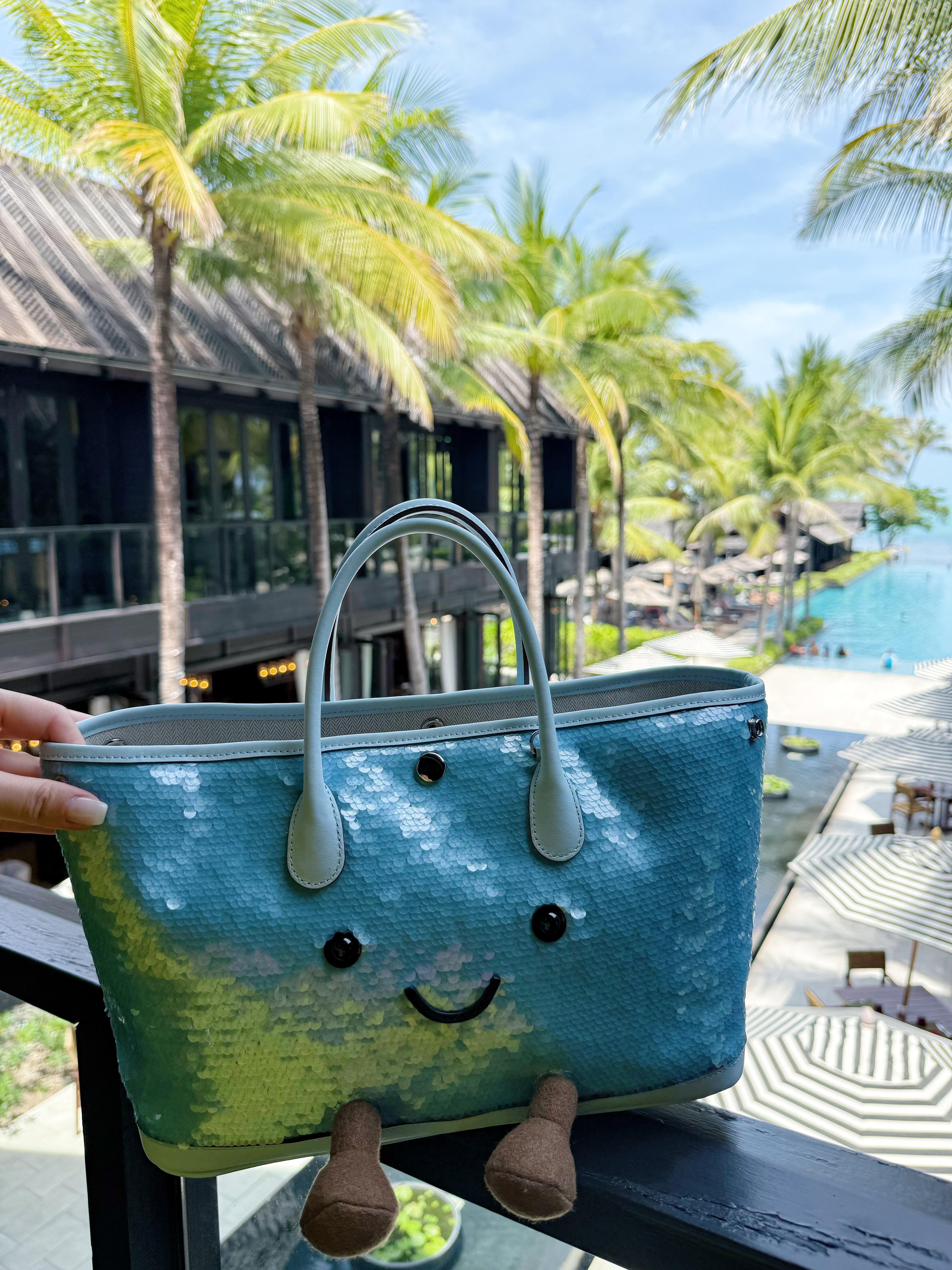 Jellykin Sequin Leather Trim Tote Bag