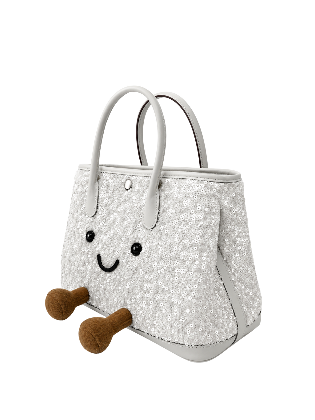 Jellykin Sequin Leather Trim Tote Bag