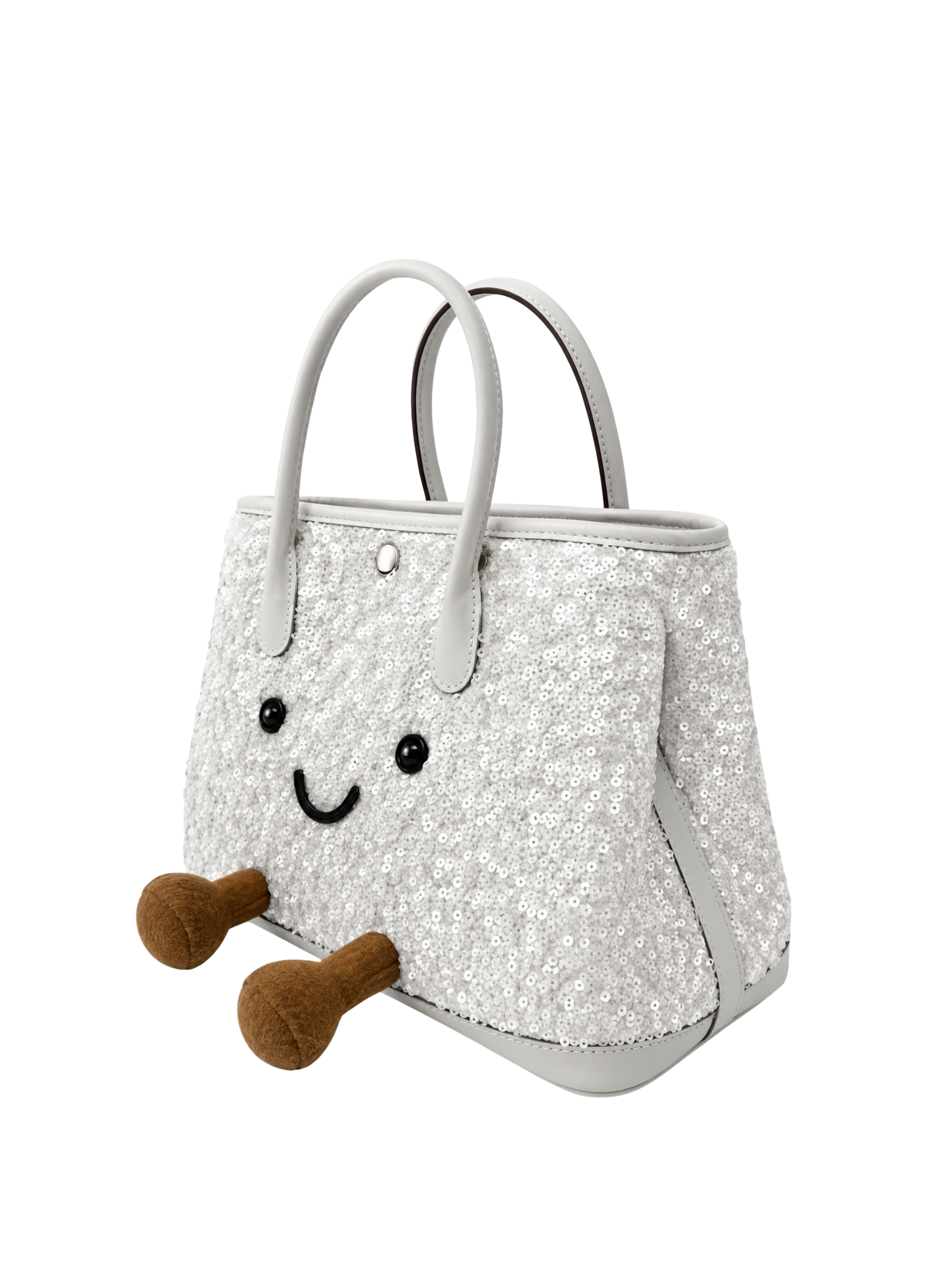 Jellykin Sequin Leather Trim Tote Bag