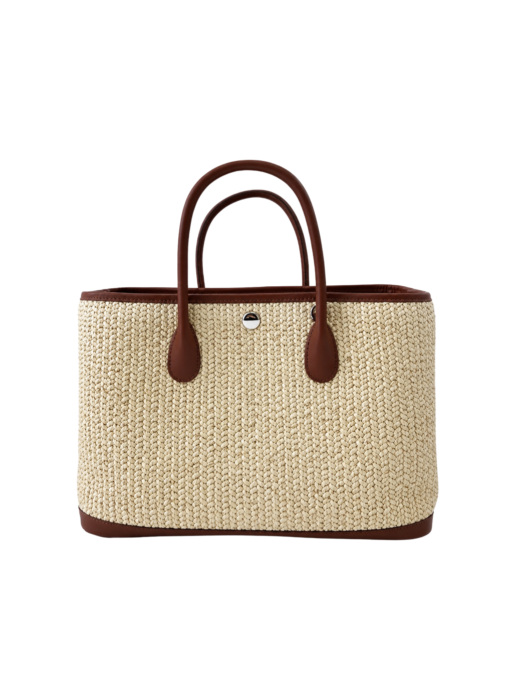 Jellykin Woven Raffia Leather Trim Tote Bag