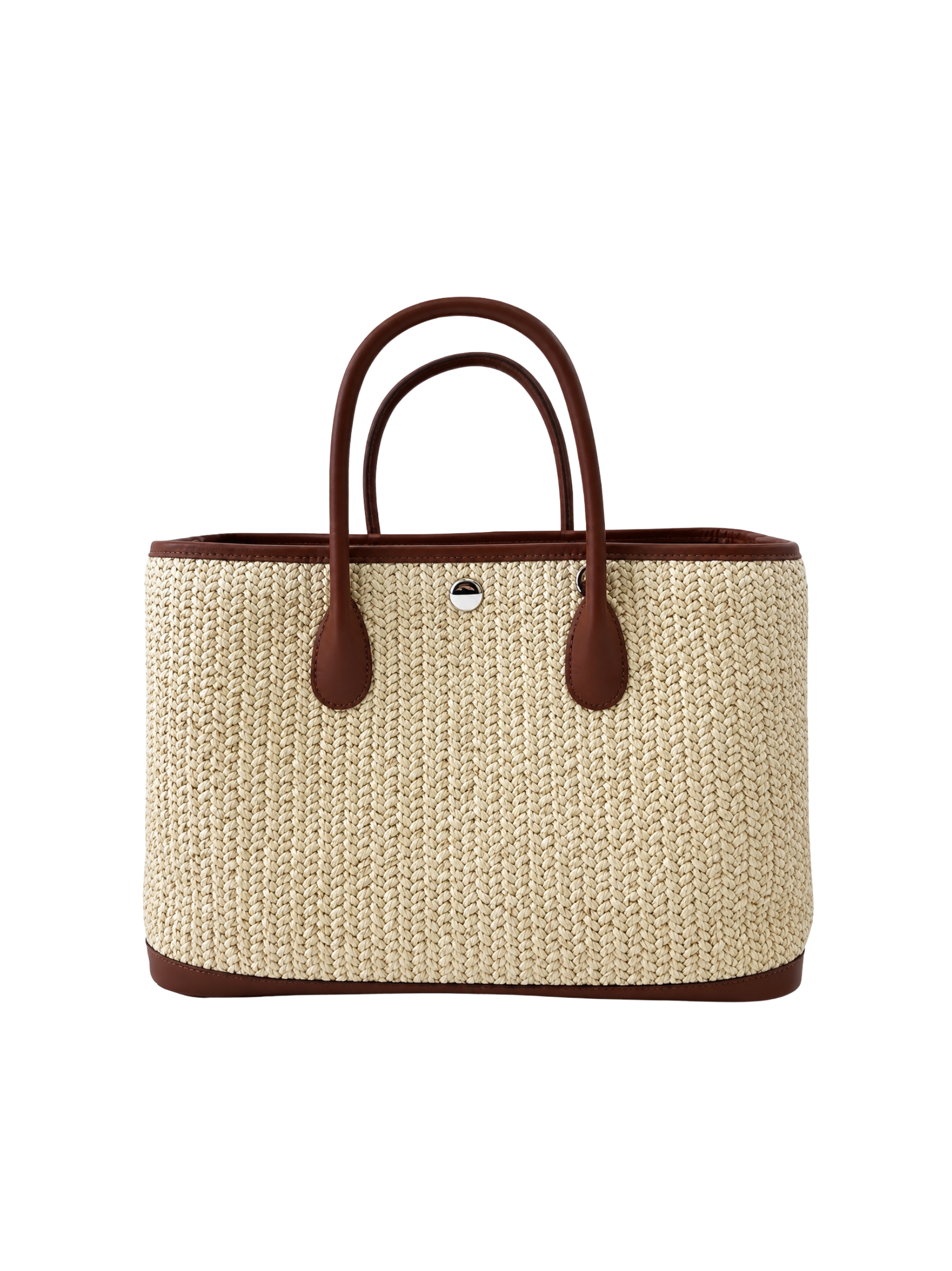 Jellykin Woven Raffia Leather Trim Tote Bag