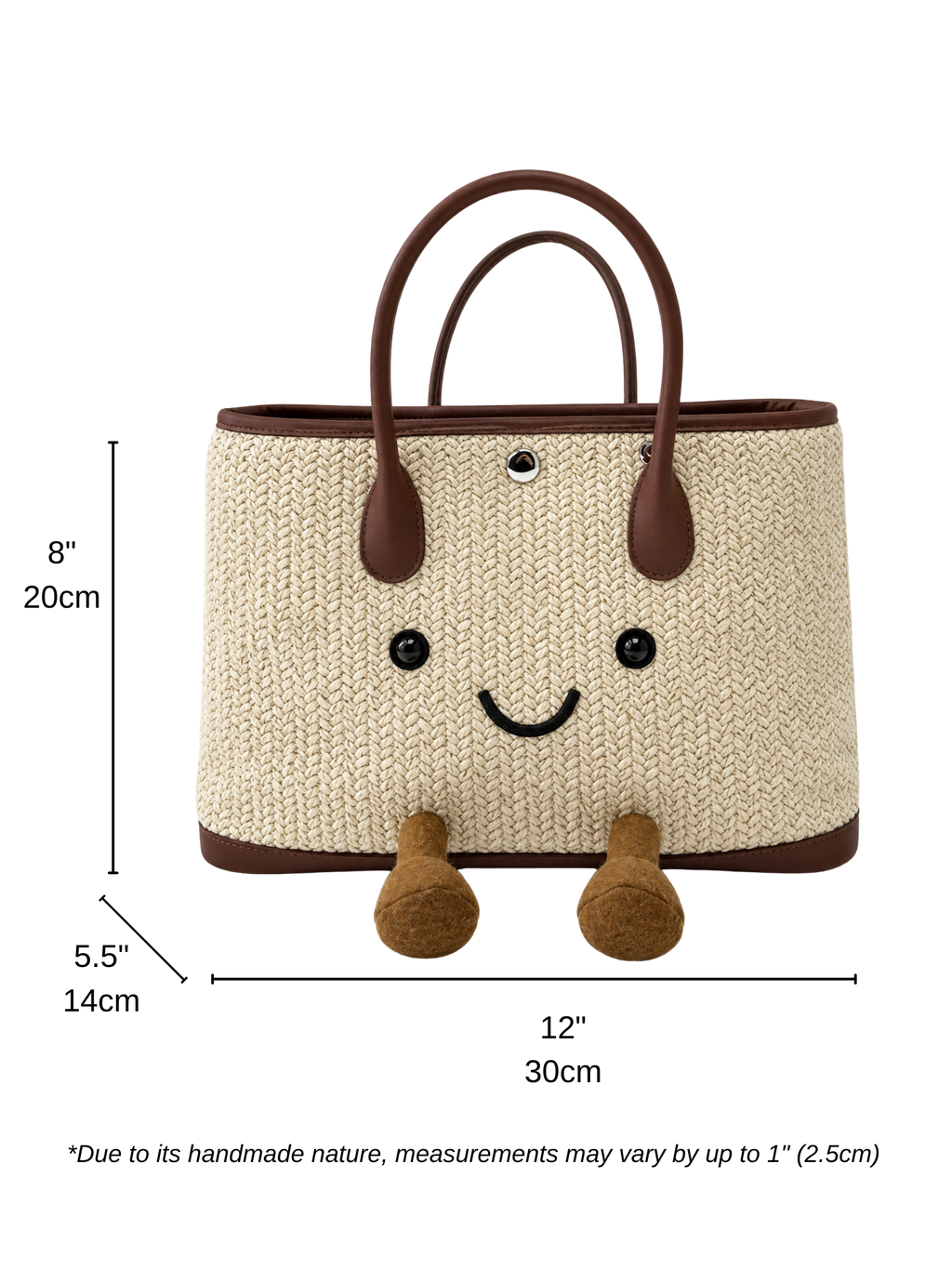 Jellykin Woven Raffia Leather Trim Tote Bag