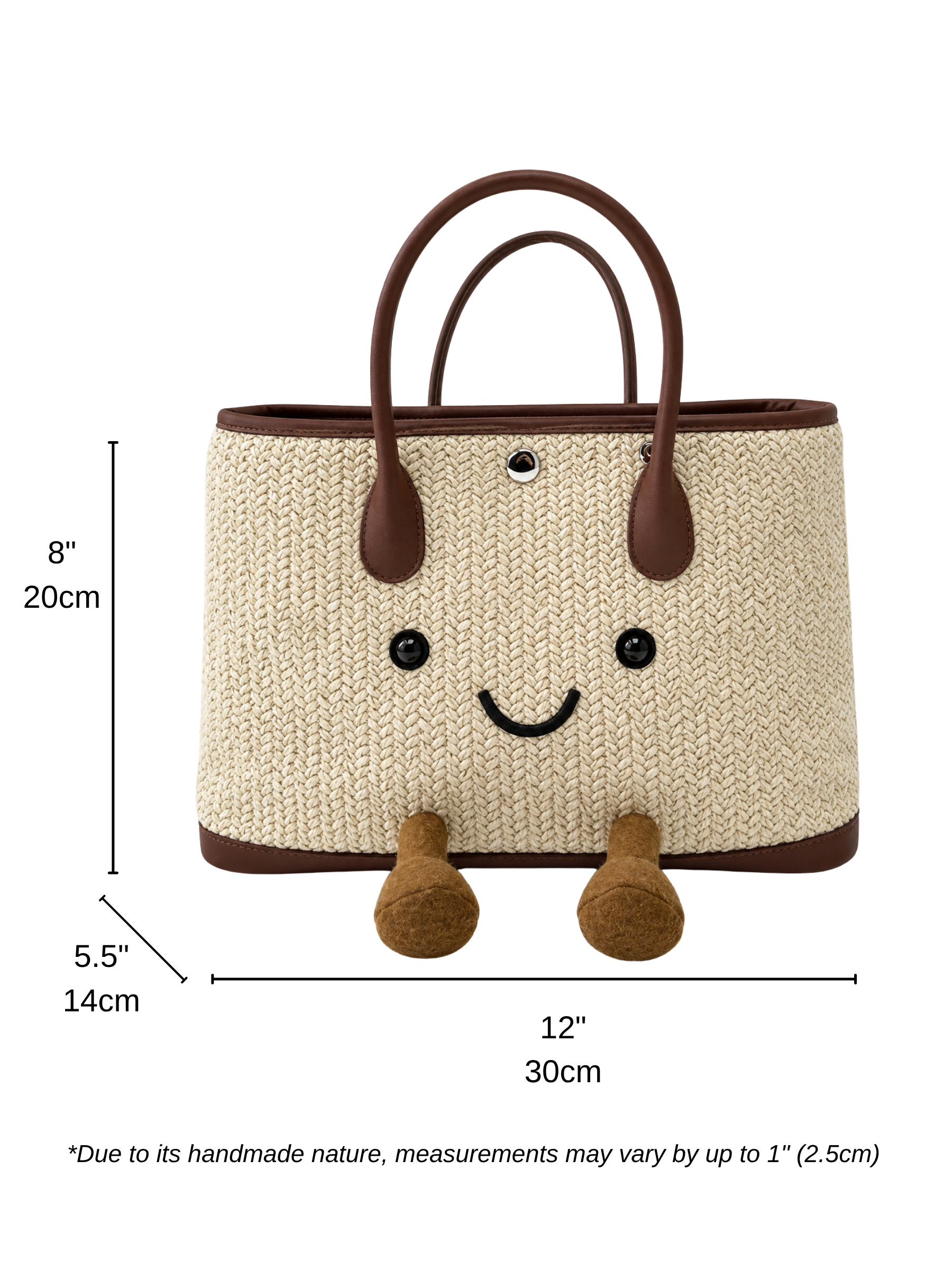 Jellykin Woven Raffia Leather Trim Tote Bag